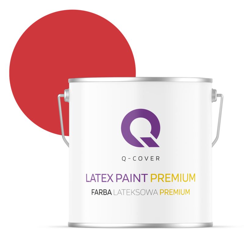 Farba Lateksowa Premium Plamoodporna do Ścian i Sufitów Q-Cover Czerwony ognisty H3516 Głęboki Mat 5L