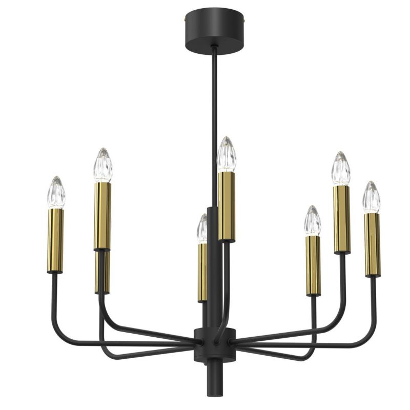 Lampa wisząca Luminex Akasya czarny matowa-złoty połysk wym: 76 x 65 x 65 cm 8xE14 x 15W 1 szt.