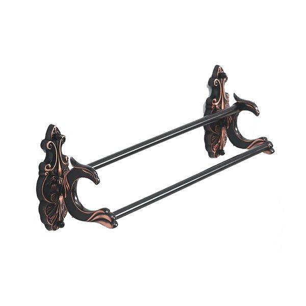 Wieszak poziomy na ręczniki Lauferi BAON mosiężny podwójny drążek czarny retro 1 szt.