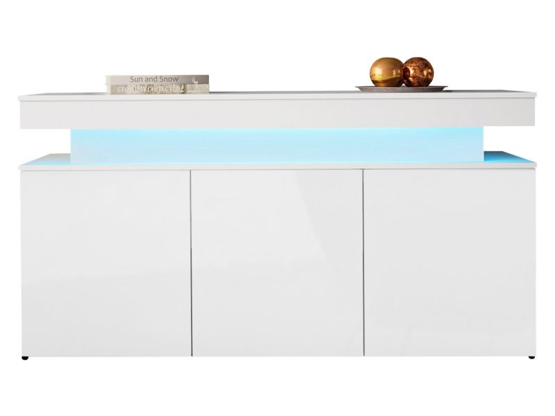 Komoda MIRJAN 24 Glossa 3D 160 z oświetleniem LED biały/biały połysk 1 szt.