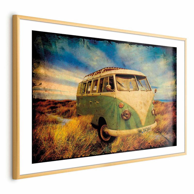 Plakat Artgeist Retro bus 90x60 cm z ramą złotą 1 szt