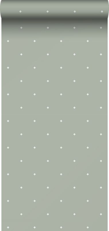 Tapeta Sanders & Sanders kwiaty szaro zielonymIbiałym 53 cm x 10 m - 1 rol.