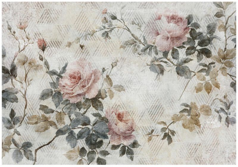 Fototapeta WALLARENA Do Sypialni Salonu Winylowa Kwiaty Vintage Beton Zielony 368x254 cm 16439W8 1 szt.