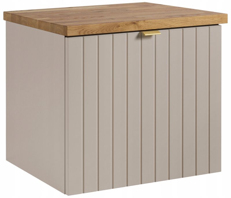 Szafka pod umywalkę Furnidea 50 cm kaszmir lakierowana z blatem dębowym Harmo 1 szt.