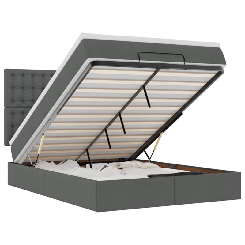 Rama łóżka otomana z materacem szara tkanina WaszeMeble 140x200 WM-3313328 1 szt.