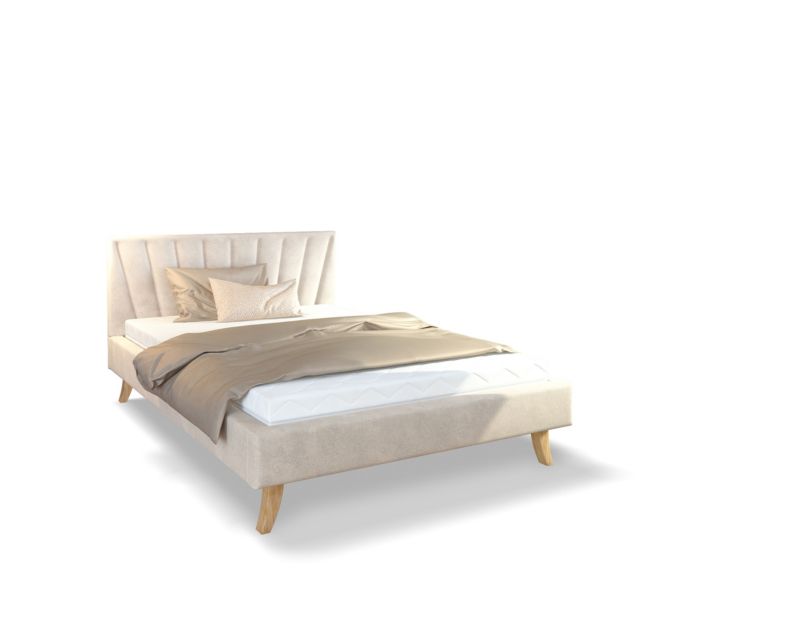 Łóżko śpijzdrowo tapicerowane MALMO 120x200 kremowe z materacem 1 szt.