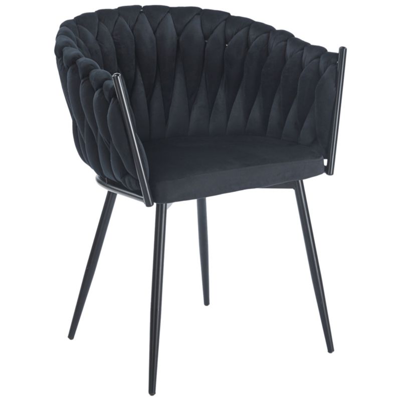 Krzesło MebleMWM DC-7077 welur czarny nogi czarne 1 szt.