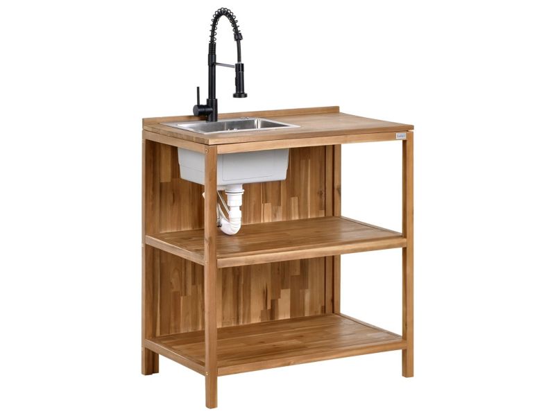 Wyspa kuchenna ogrodowa ze zlewem Venosa Drewno akacjowe Brązowy 1 szt.