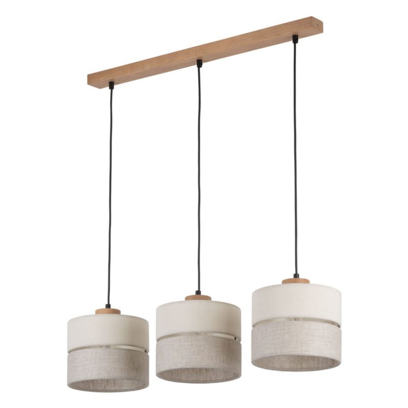 Lampa sufitowa wisząca TK-Lighting Eco czarno-beżowa wym: 80 x 20 x 77 cm 3xE27 x 1 szt.