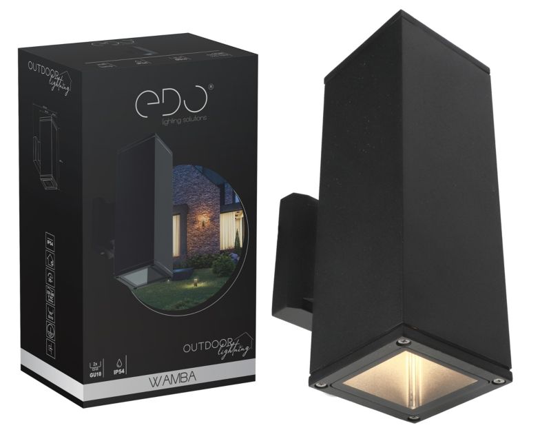 Ogrodowa oprawa elewacyjna kinkiet Edo Wamba 2xGU10 IP44 czarny 1 szt.