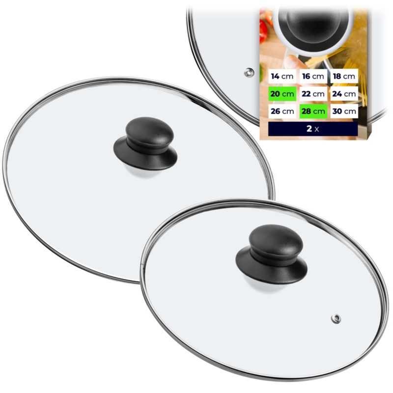 Pokrywka KADAX Szklana Do Garnka Patelni 20cm + 28cm 2 szt.