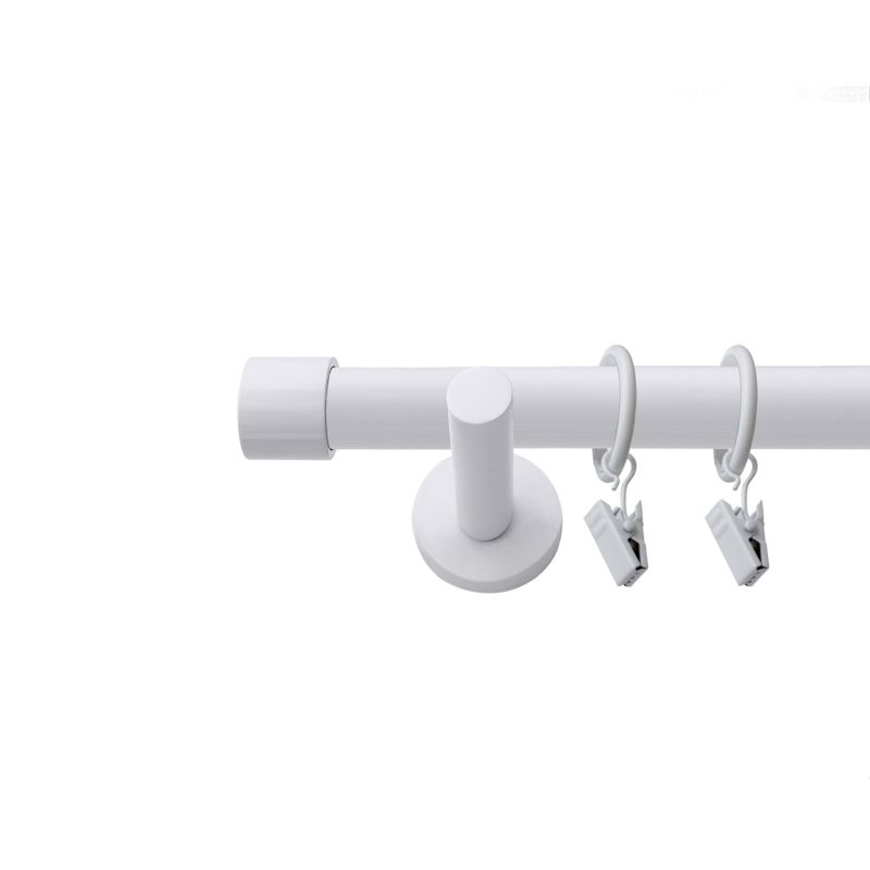 Karnisz pojedynczy metalowy Naokienko 130 cm fi 19 biały zaślepka premium 1 szt.