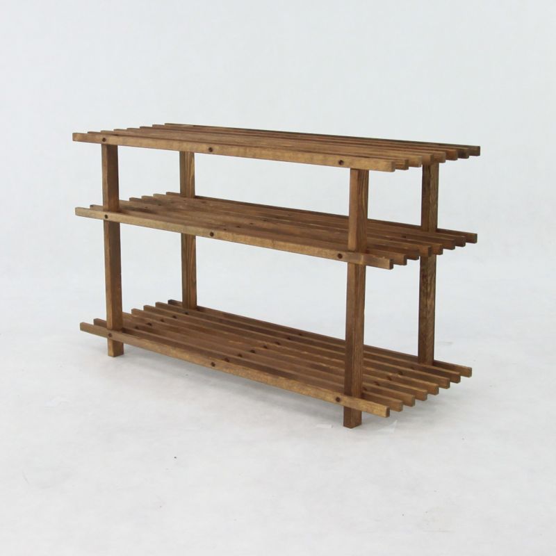 Regał na buty MODO24 sosnowy 3 półki brązowy 1 szt.