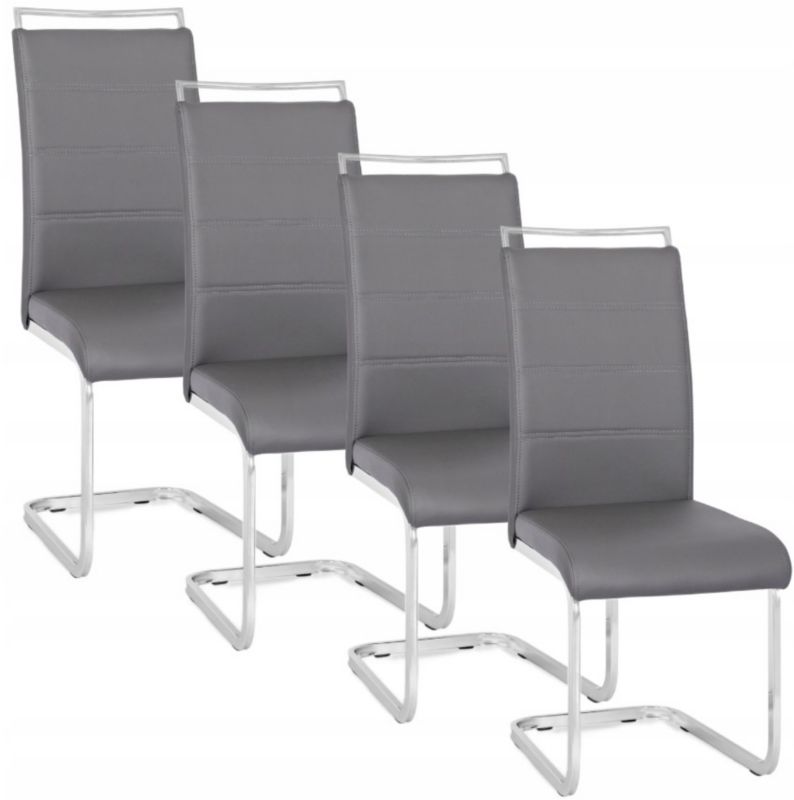 Zestaw Mebel Elite LOCA 4x Krzesło Tapicerowane Kuchenne Szare Do Jadalni Salonu Kuchni 1 kpl