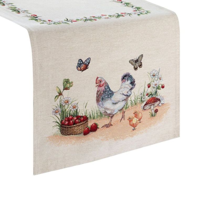 Bieżnik gobelinowy 1287/NAT Eurofirany 45x140 cm wiosenny dekoracyjny beżowy 1 szt.