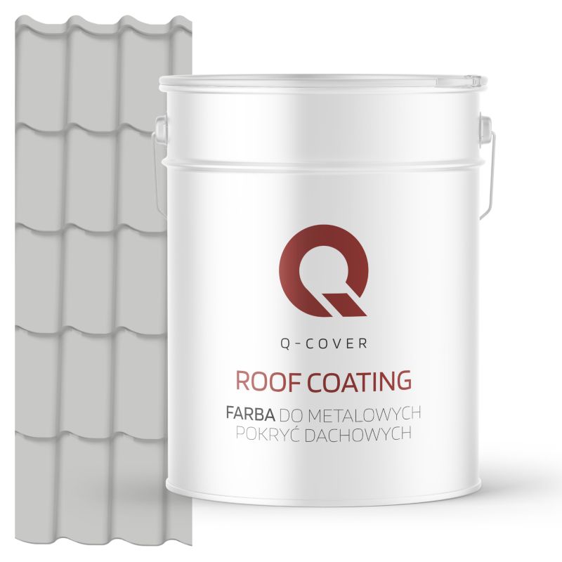 Farba do Metalowych Pokryć Dachowych Q-Cover Szary mleczny RAL7047 Półmat 10L