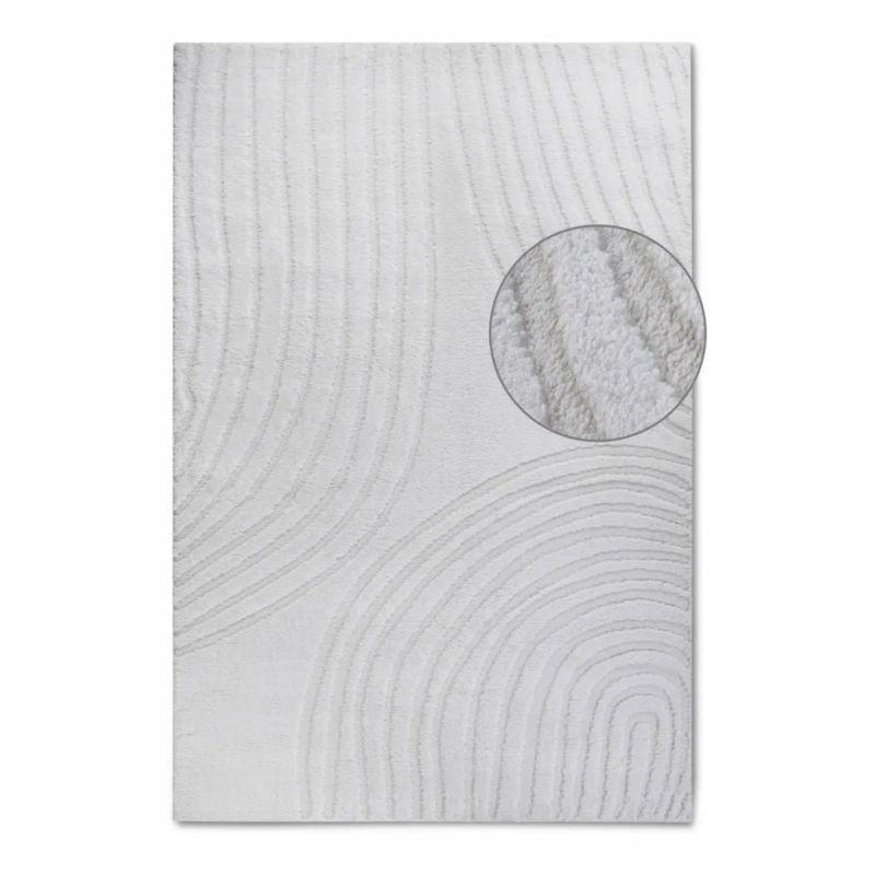 Dywan Elle Decoration pluszowy do salonu 80x120cm, kremowy nowoczesny wzór 3D 1 szt.