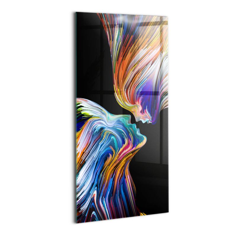 Obraz Szklany Wallfluent 50x100 cm Abstrakcja kolorowe ludzkie twarze 1 szt.