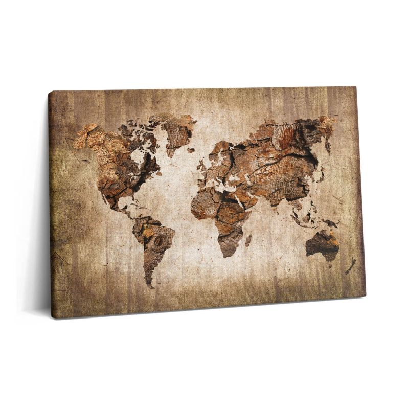 Obraz na płótnie Wallfluent 60x40 cm Mapa świata z drewna 1 szt.