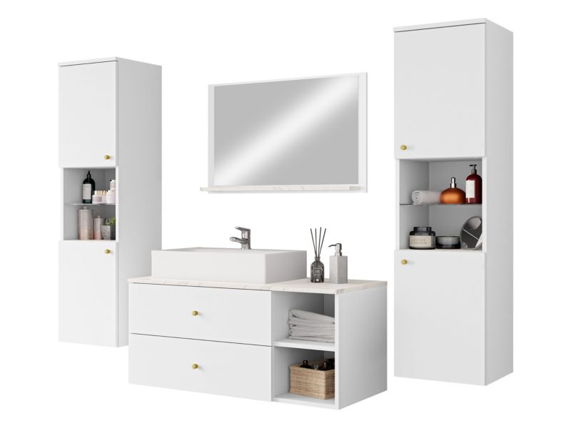 Meble łazienkowe MIRJAN 24 Kertos III biały mat/marmur bianco 1 szt.