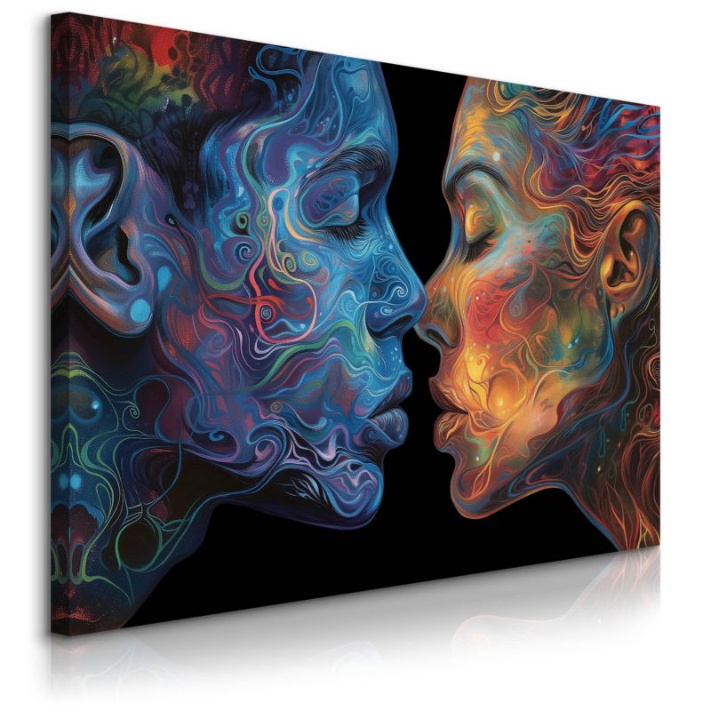 Obraz Muralo Do Sypialni Salonu Kolorowe Twarze Portrety Abstrakcja 90x60 cm 1 szt.