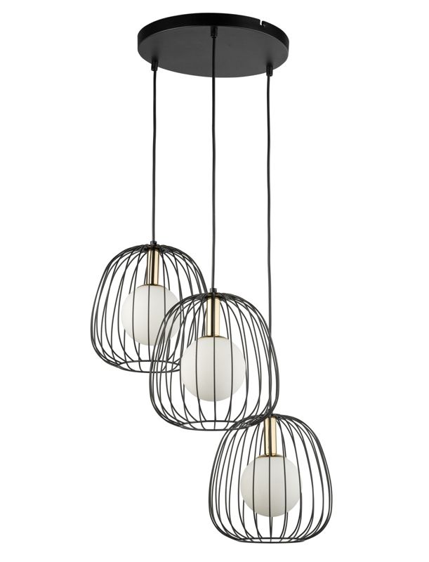 Lampa wisząca Sigma Lighting Bell 6449 czarno-biała-złota industrialna 3xG9 x 1 szt.