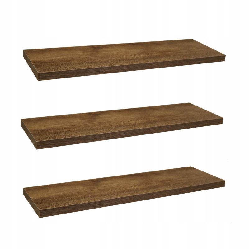 Półka Ścienna Wisząca 50Cm Brązowy Komplet 3 Sztuka Drewik