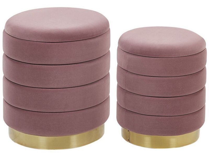 Puf Garland Zestaw 2 Różowy Welur 40/33 cm 40/33 cm 1 par.