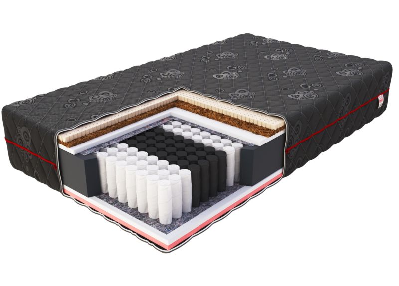Materac kieszeniowy FDM BLACK MAX 120x200 spręźyny kieszeniowe, lateks i wkład kokosowy 1 szt.