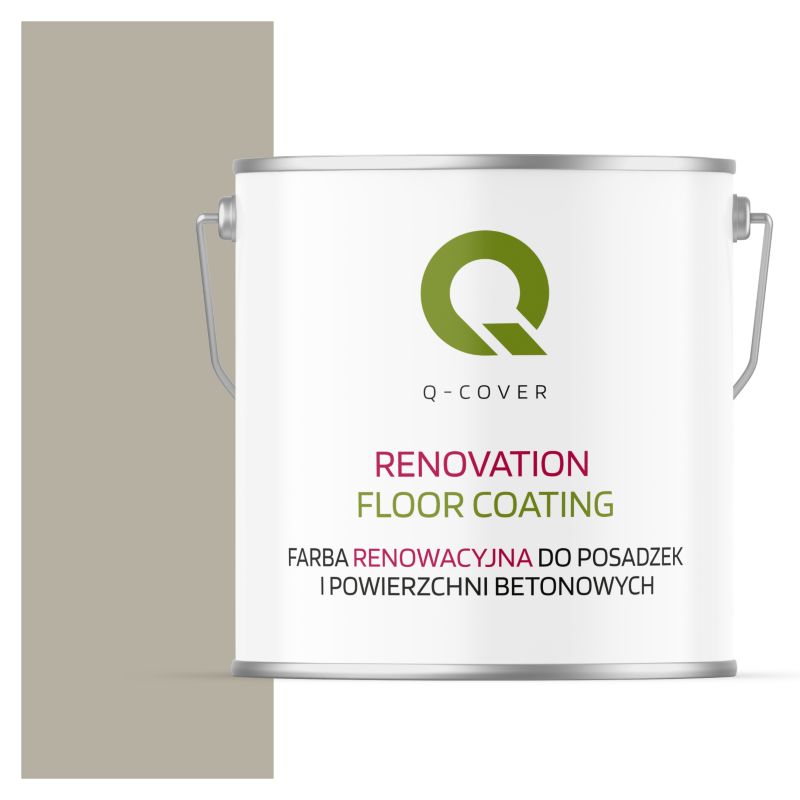 Farba Renowacyjna do Posadzek i Powierzchni Betonowych Q-Cover Szary Beżowy RAL7032 Wysoki Połysk 5L
