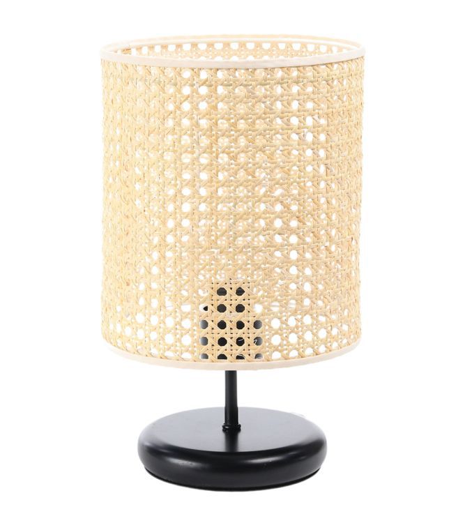 Lampa Bps Koncept stołowa BOHO MIDI BLACK rattan naturalny 1 szt