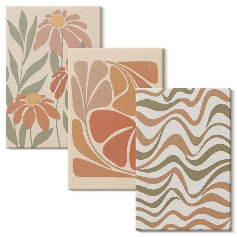 Kolekcja Obrazów Na Płótnie Wallfluent 40x60 cm Kwiaty pastelowe abstrakcje 3 szt.