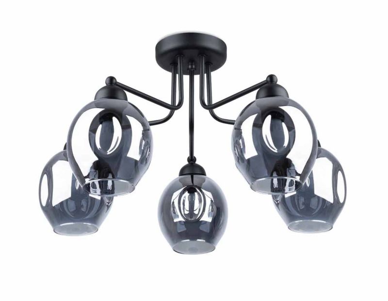 Lampa sufitowa wisząca Sollux Lighting Fillan 8677 czarna-dymiona szerokość 59 cm 5xE27 x 1 szt.