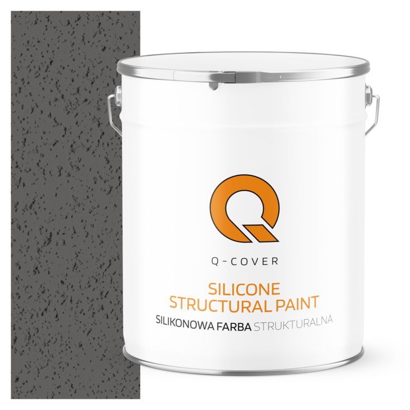 Farba Strukturalna Elewacyjna Silikonowa Fasadowa Q-Cover Antracyt RAL7016 Mat 5L