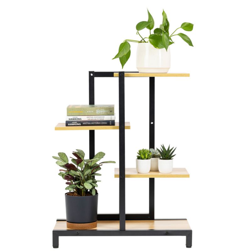 Kwietnik Songmics metalowy czarny stojak na kwiaty i rośliny 1szt