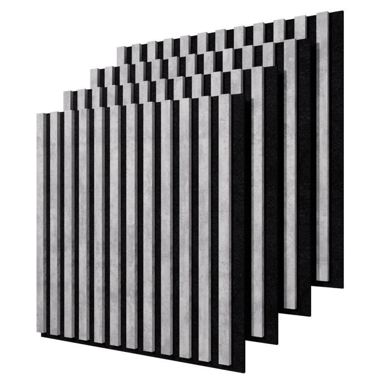 Lamele ścienne na czarnym filcu Stegu, szare panele akustyczne 60x60,5cm 4 szt.