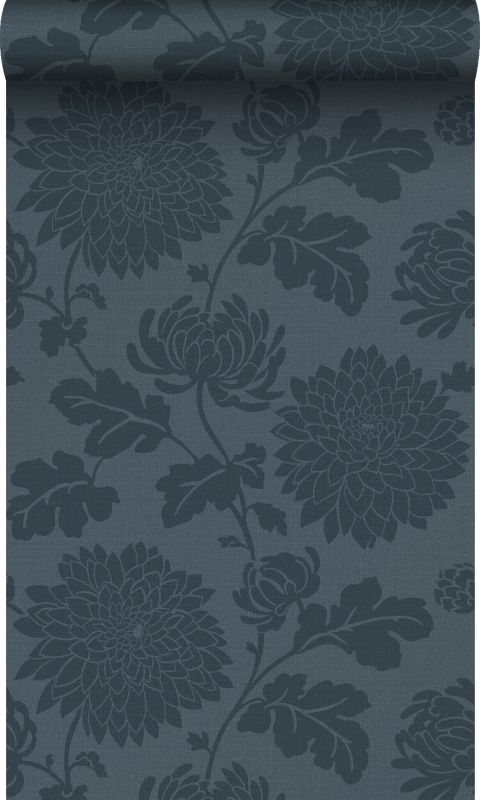 Tapeta Origin Wallcoverings kwiaty ciemnoniebieskim 50 x 900 cm - 1 rol.