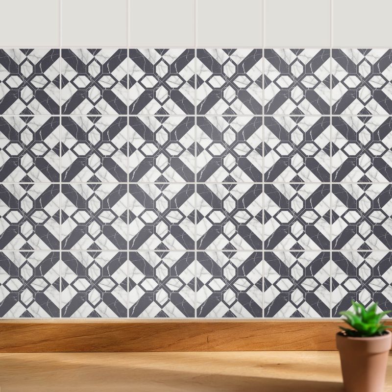 Naklejki na kafelki Wallfluent 20x20 cm Regularny wzór marmuru samoprzylepna folia 24 szt.