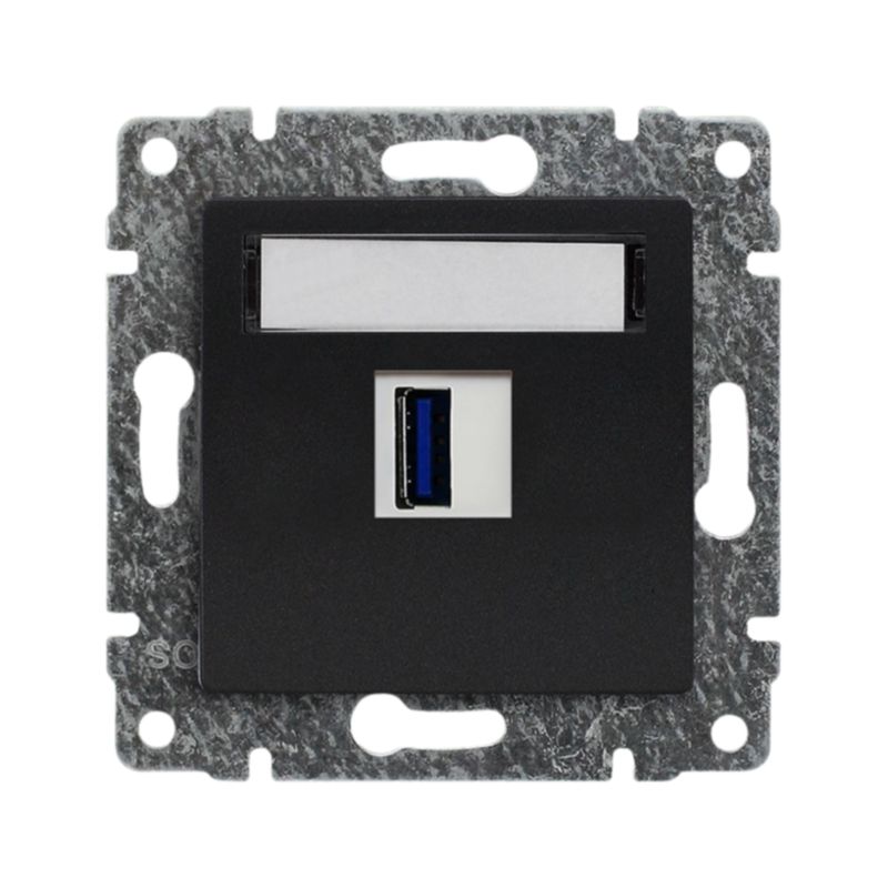 Gniazdo z Ładowarką USB 3.0 1X Kos Dante Antracyt Podtynkowe 1 szt.