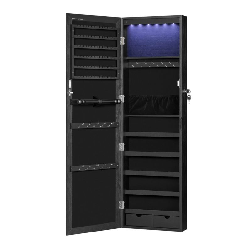 Szafka z lustrem Songmics toaletka na biżuterię wisząca LED rustykalna 1 szt