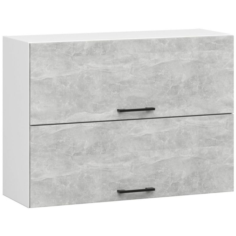 Szafka kuchenna podwójna Akord W80 system Oliwia Biała 80 cm drzwi uchylne 2 drzwi kolor Beton mat 2 półki 80x30x58 cm 1 szt.