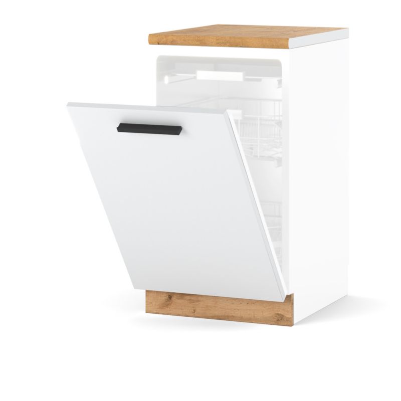 Szafka Kuchenna Hurtownia-Mebli Stojąca Do zmywarki Blanka dolna ZM45 45cm Dąb Wotan Biały Mat 45x47x85 cm 1szt.