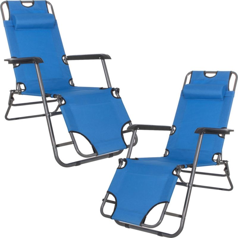 Leżaki ogrodowe grawitacyjne Springos niebieskie 2 szt.