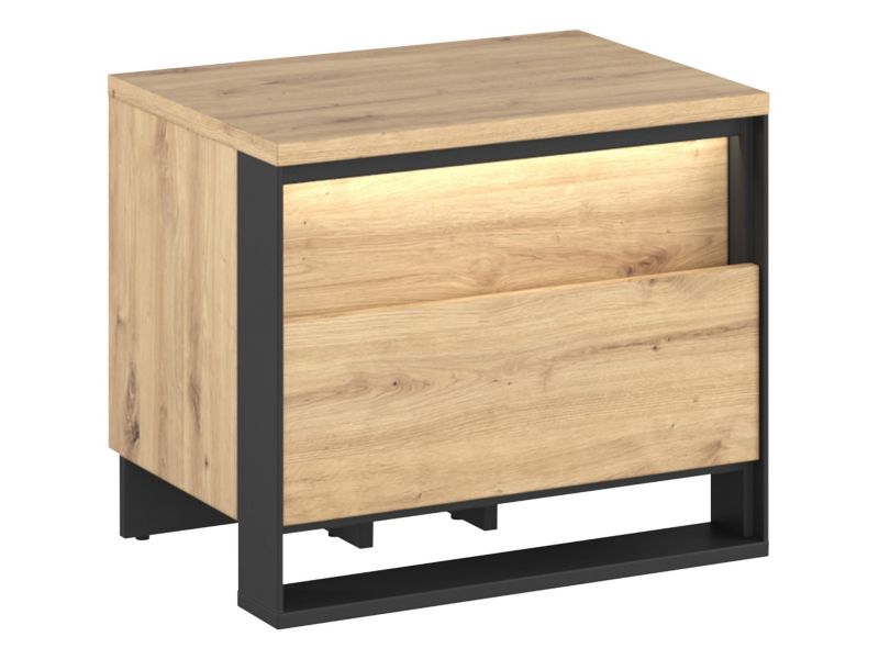 Szafka nocna MIRJAN 24 Quant QS-03 z oświetleniem dąb artisan / czarny 1 szt.