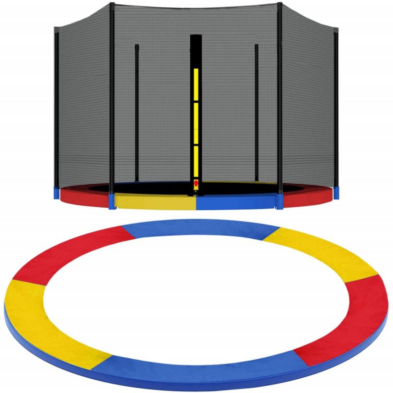 Siatka do trampoliny zewnętrzna z osłoną na sprężyny Springos 305 cm 10 FT 6 słupków multikolor 1 kpl.