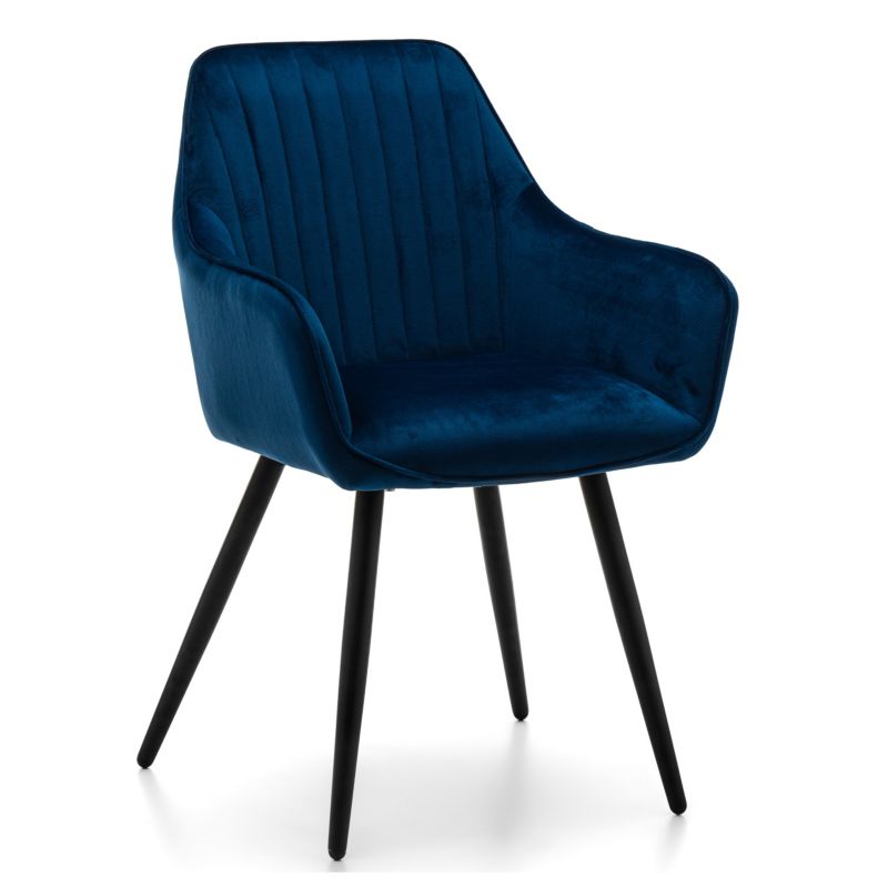 Krzesło tapicerowane New Home PASSO granatowe pikowane welurowe z podłokietnikami 1 szt.