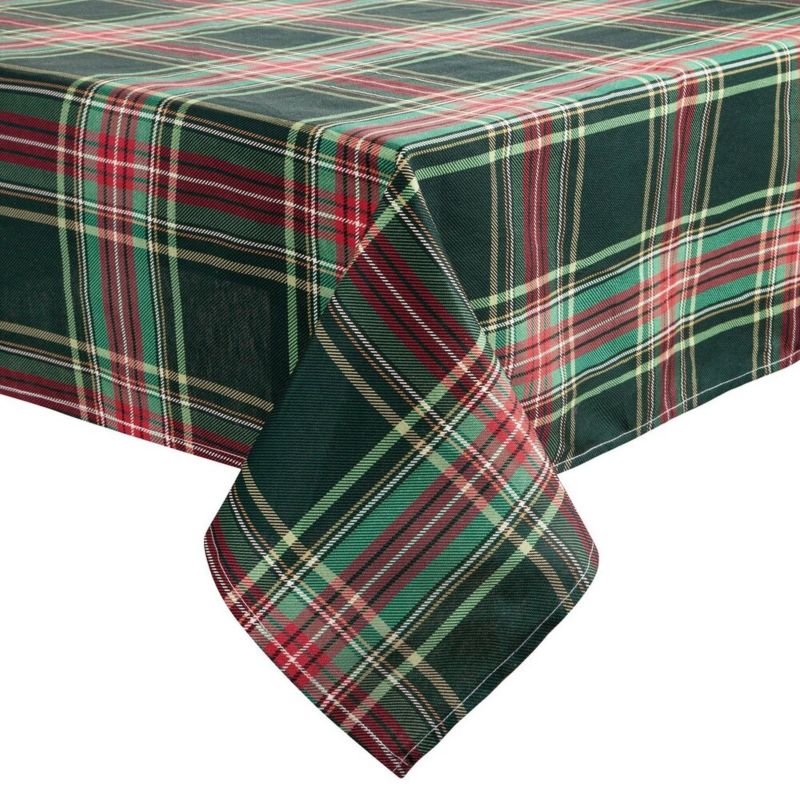 Obrus AURORA Eurofirany 140 x 180 cm czerwono, zielony bawełniany zdobiony szkocką kratą 1 szt.