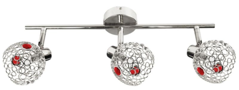 Lampa sufitowa wisząca Candellux Aron chromowana czerwona wym: 17 x 55 x 10 cm 3xG9 x 40W 1 szt.