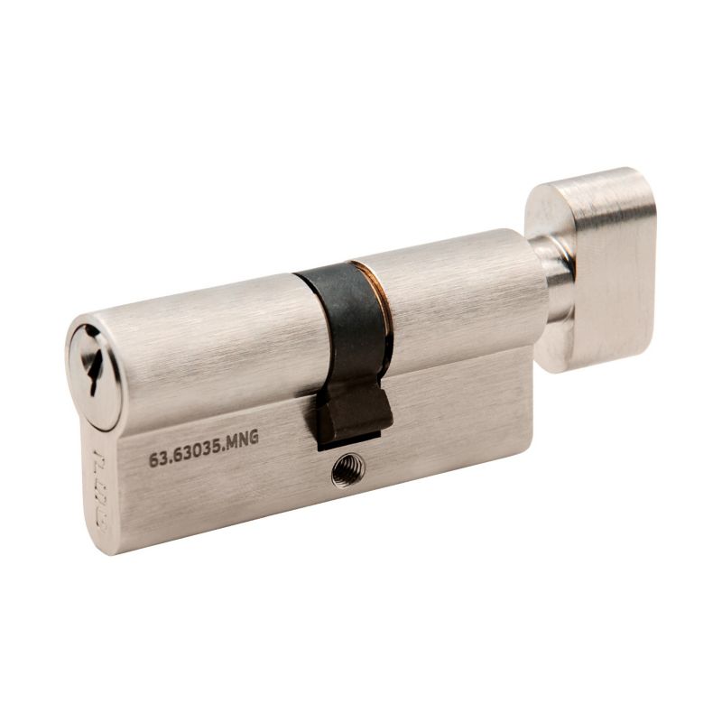 Wkładka bębenkowa PSG z gałką asymetryczna, mosiężna (30/35 mm, nikiel satyna) 1 szt.