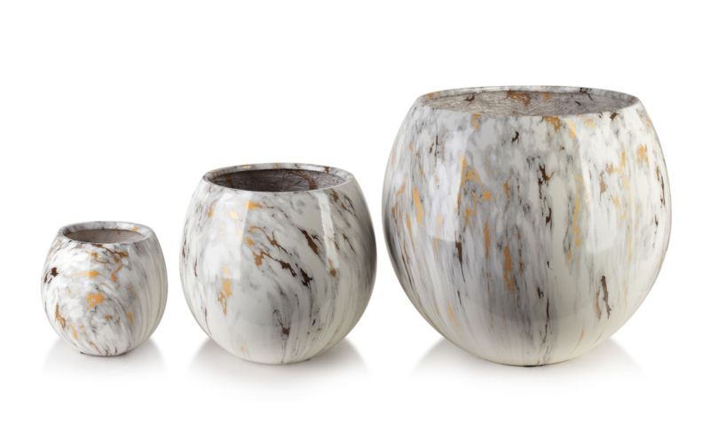 Donica z włókna szklanego MONDEX NEVA MARBLE 42,5/28/20x42,5/27/20 cm biały 3 szt.